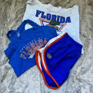 Women’s Florida gator bundle. Tank, shorts, and sweatshirt.